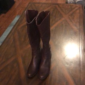 Maroon heeled boots